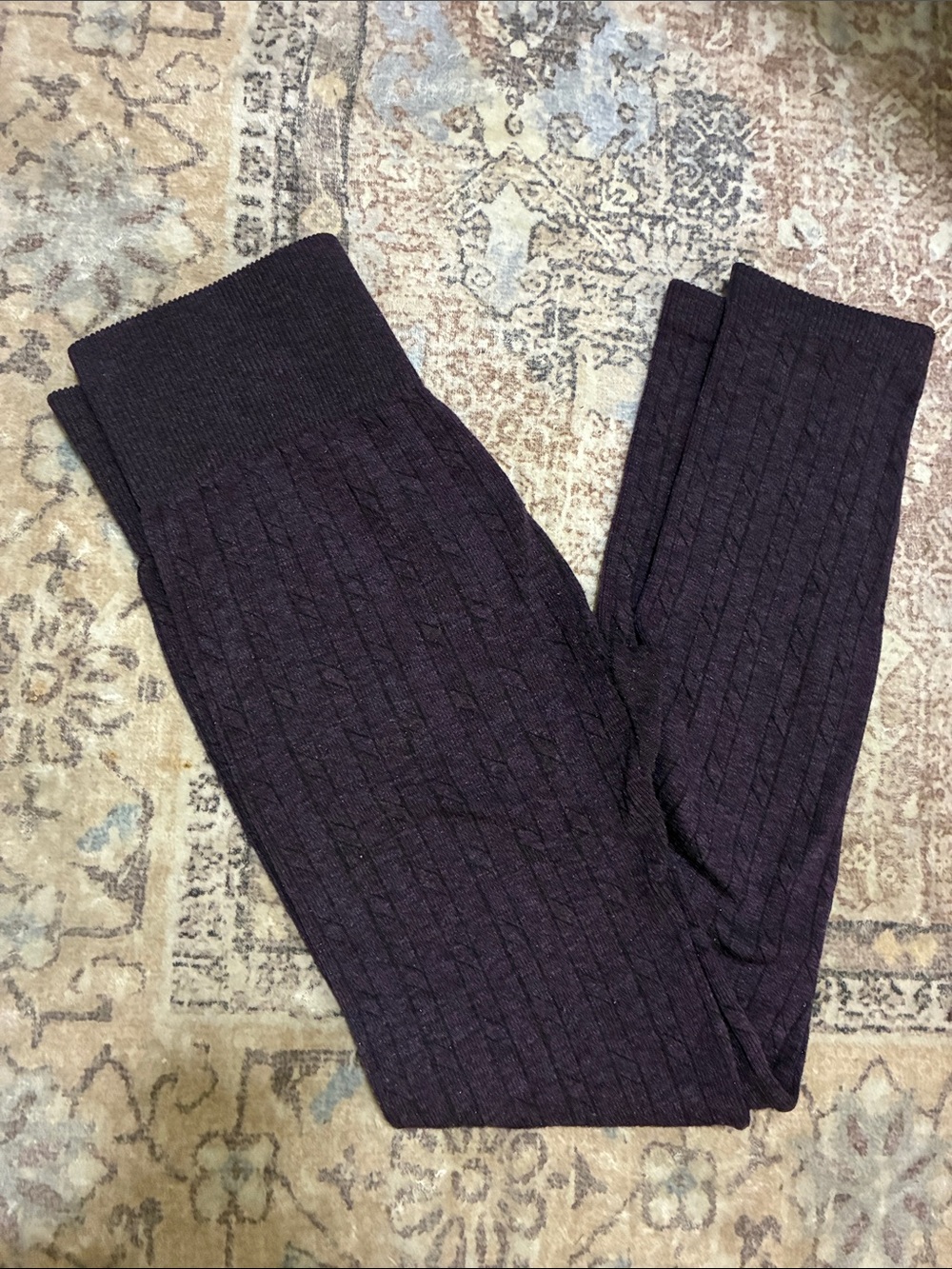 Women’s Ribbed Knit Leggings - Dark Plum